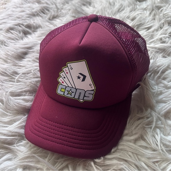 Converse Burgundy Red Trucker Hat NWT - Picture 9 of 11